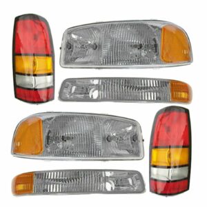 Headlight Parking Light Tail Lamp Kit Set of 6 for 04-07 GMC Sierra Pickup Truck