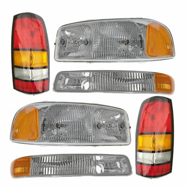 Headlight Parking Light Tail Lamp Kit Set of 6 for 04-07 GMC Sierra Pickup Truck