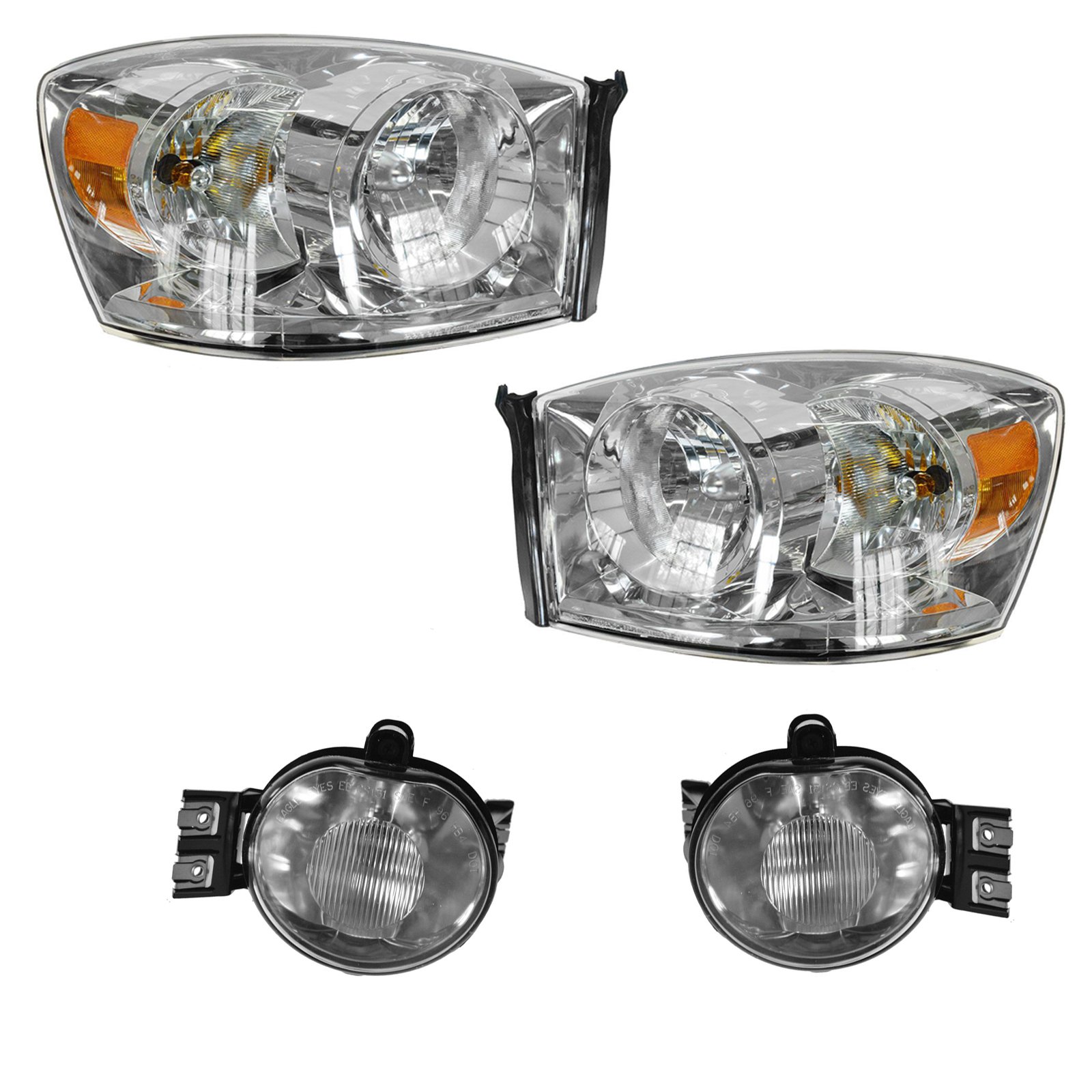 Headlight Fog Driving Light Lamp LH RH Kit Set of 4 for Dodge Ram Truck