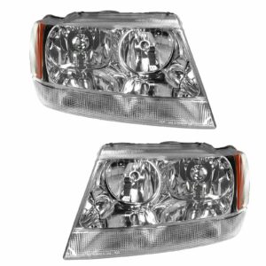 Headlights Headlamps Left & Right Pair Set for 99-04 Jeep Grand Cherokee Limited