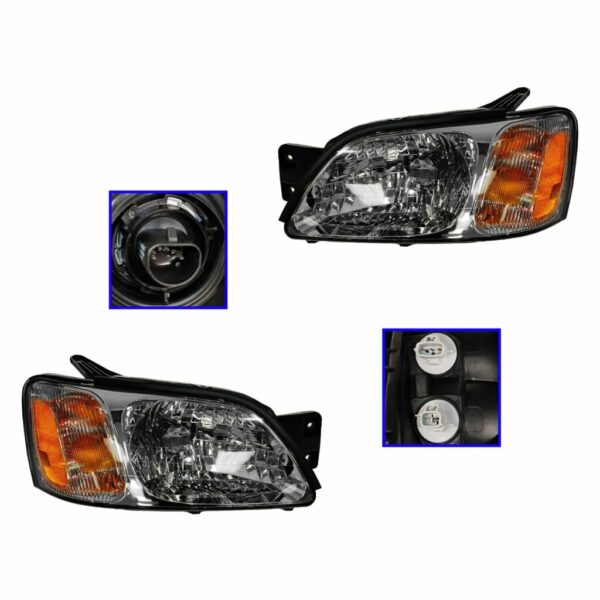 Headlights Headlamps Pair Set Left LH & Right RH for 00-04 Subaru Legacy