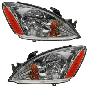 Headlights Headlamps w/ Chrome Background Left & Right Pair Set for 04-07 Lancer