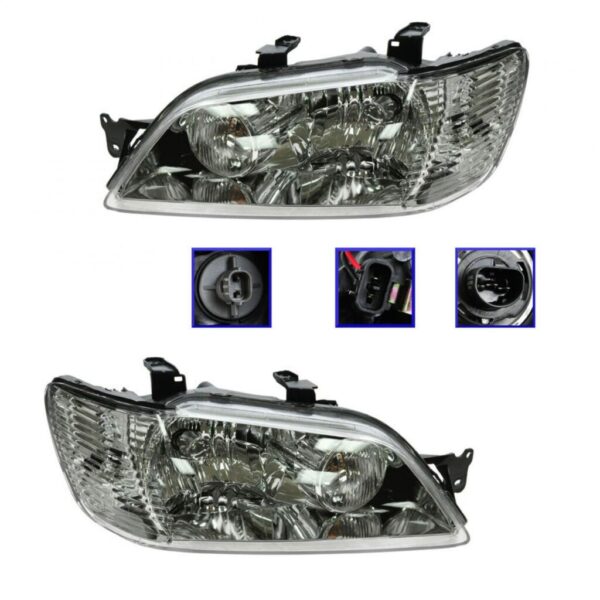 Headlights Headlamps Left & Right Pair Set for 02-03 Mitsubishi Lancer