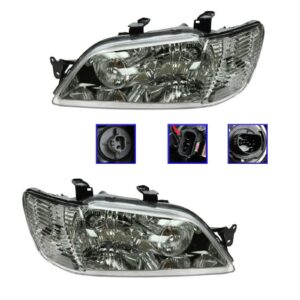 Headlights Headlamps Left & Right Pair Set for 02-03 Mitsubishi Lancer