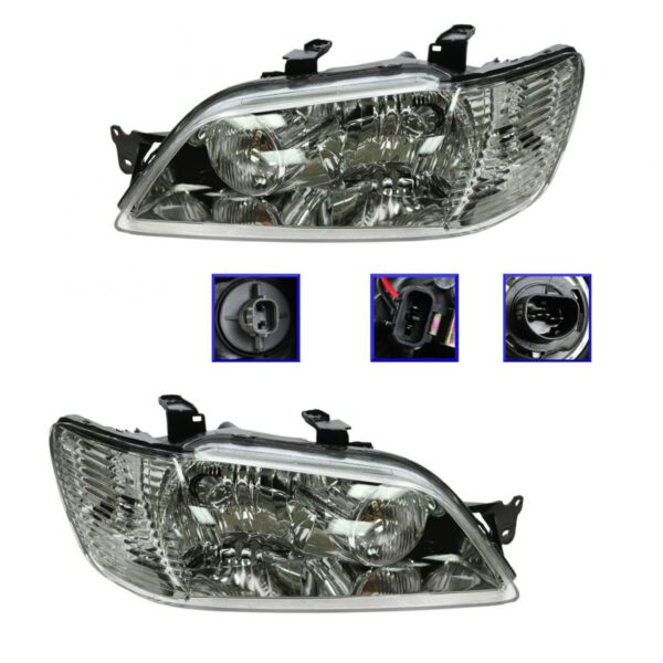 Headlights Headlamps Left & Right Pair Set for 02-03 Mitsubishi Lancer