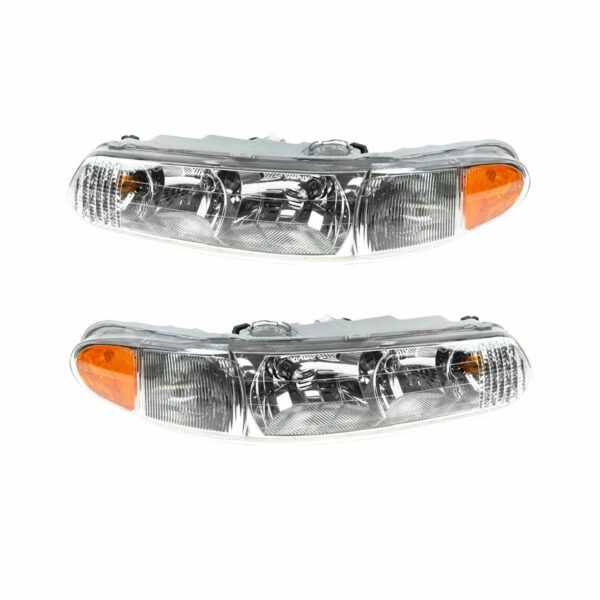Headlights Headlamps w/ Side Marker Lights Left/Right Pair Set for Regal Century