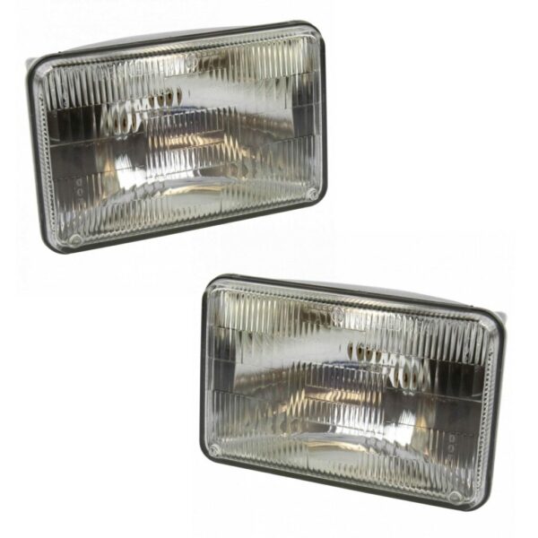 TRQ Halogen Sealed Beam Headlight Headlamp Pair 6 1/2" by 4 1/4"