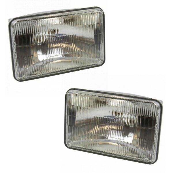 TRQ Halogen Sealed Beam Headlight Headlamp Pair 6 1/2" by 4 1/4"