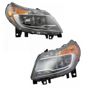 Halogen Headlight Lamp LH RH Pair Set Compatible With 2014-2020 Ram Promaster Truck Van