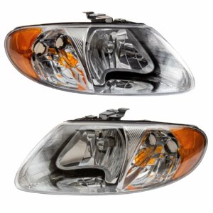 Headlights Headlamps Left & Right Pair Set for Dodge Grand Caravan Voyager