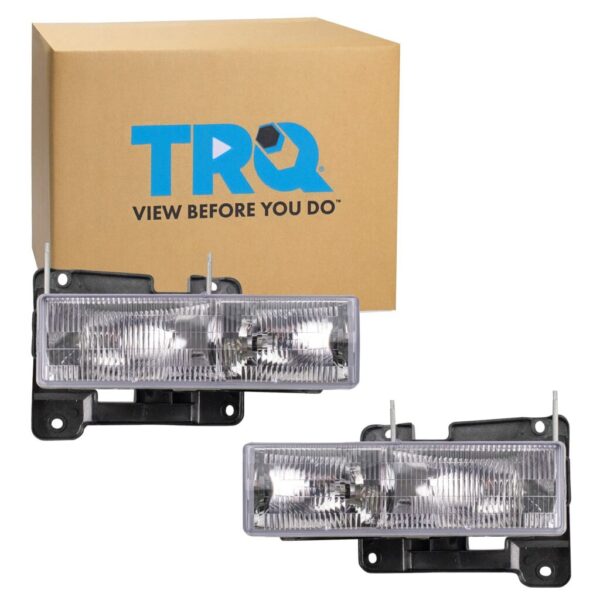 TRQ HLA95280 (2 Piece) OE Factory Style Replacement Headlights Assembly Set Driver and Passenger Side Compatible with 92-94 Chevrolet Blazer 90-99 C/K1500 C/K2500 C/K3500 Suburban 95-00 Tahoe Yukon