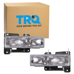 TRQ HLA95280 (2 Piece) OE Factory Style Replacement Headlights Assembly Set Driver and Passenger Side Compatible with 92-94 Chevrolet Blazer 90-99 C/K1500 C/K2500 C/K3500 Suburban 95-00 Tahoe Yukon