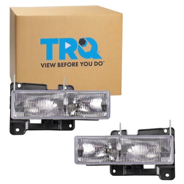 TRQ HLA95280 (2 Piece) OE Factory Style Replacement Headlights Assembly Set Driver and Passenger Side Compatible with 92-94 Chevrolet Blazer 90-99 C/K1500 C/K2500 C/K3500 Suburban 95-00 Tahoe Yukon