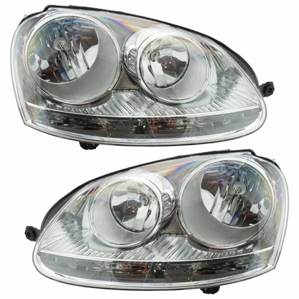 Headlights Headlamps Halogen Left & Right Pair Set for VW Rabbit Jetta Golf GTI