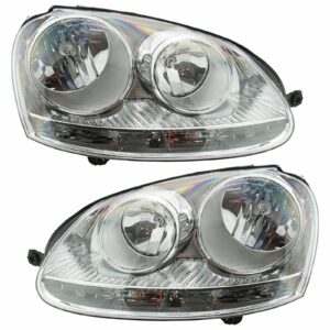 Headlights Headlamps Halogen Left & Right Pair Set for VW Rabbit Jetta Golf GTI