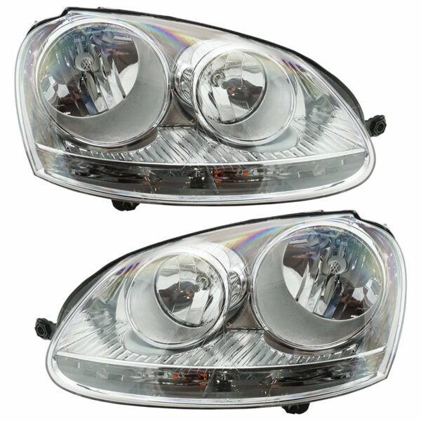 Headlights Headlamps Halogen Left & Right Pair Set for VW Rabbit Jetta Golf GTI