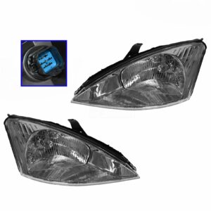 Headlights Headlamps Left & Right Pair Set for 00-02 Ford Focus
