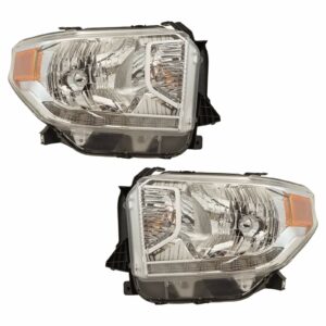 Halogen Headlight Headlamp LH RH Kit Pair Set Compatible with Toyota Tundra Pickup Truck
