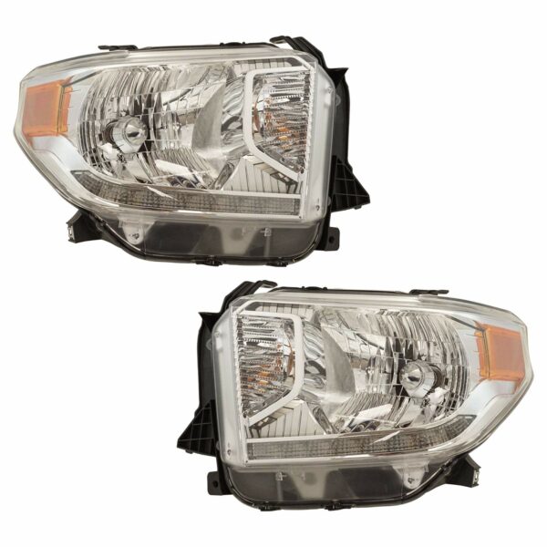 Halogen Headlight Headlamp LH RH Kit Pair Set Compatible with Toyota Tundra Pickup Truck