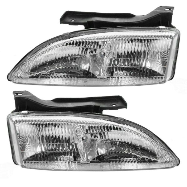 Headlights Headlamps Left & Right Pair Set for 95-99 Chevy Cavalier