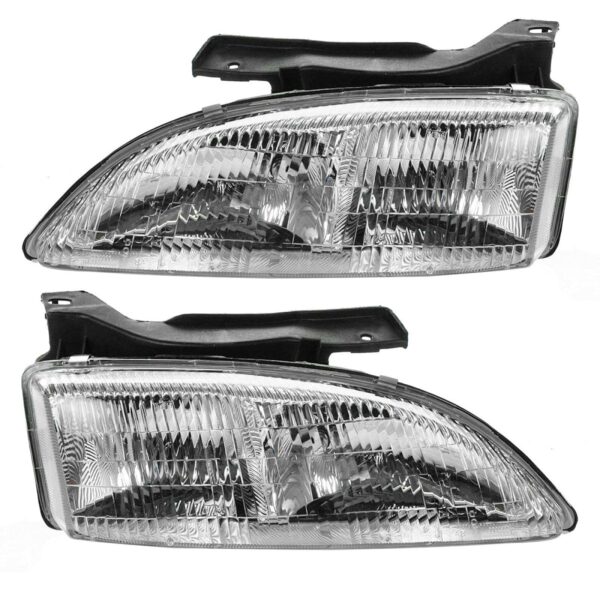 Headlights Headlamps Left & Right Pair Set for 95-99 Chevy Cavalier