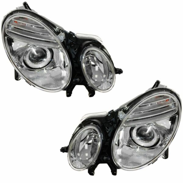Headlights Headlamps Left & Right Pair Set for 07-09 Mercedes Benz E Class