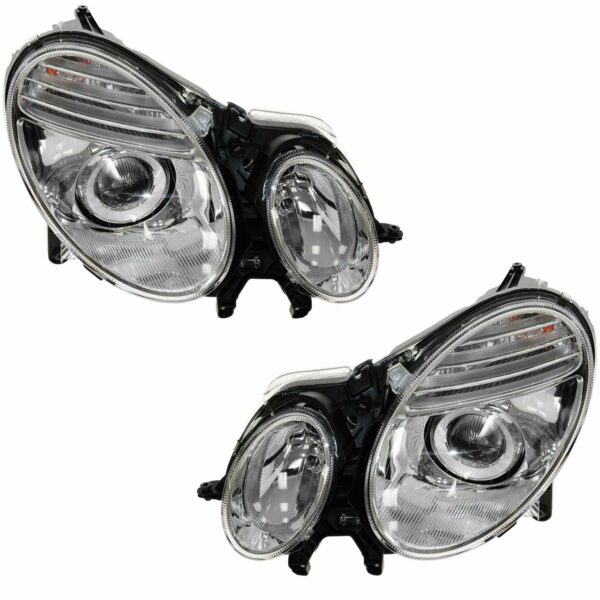 Headlights Headlamps Left & Right Pair Set for 07-09 Mercedes Benz E Class