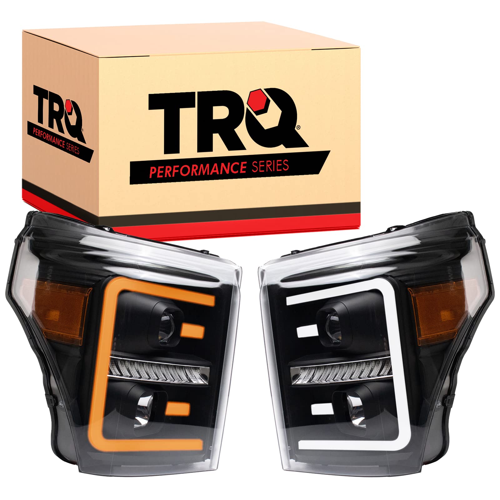 TRQ Performance Headlight Set Fits 2011-2016 Ford F-250 F-350 F-450 Super Duty