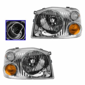 Headlights Headlamps Pair Set for 01-04 Nissan Frontier SE SC Pickup Truck