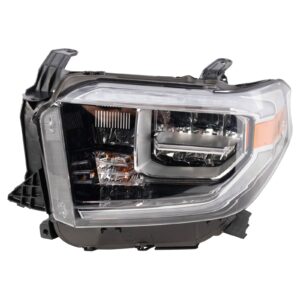 Left Headlight Assembly LED Smoked Lens Compatible with 2018 Toyota Tundra Driver Side