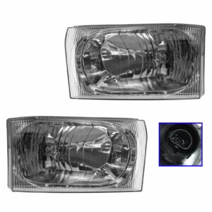 Headlamps Headlights w/ Clear Lens Left & Right Pair Set for Ford Pickup Truck
