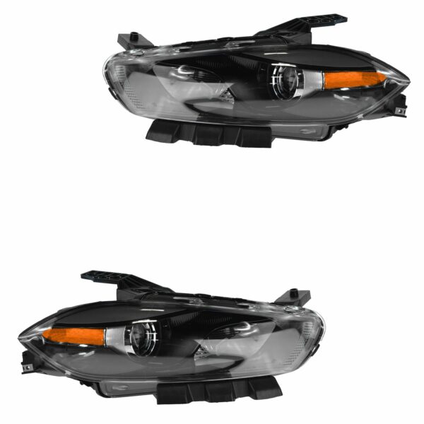 Headlight Headlamp Black HID Driver & Passenger Pair Set for 13-14 Dodge Dart