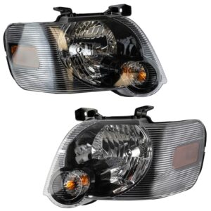 Headlight Lamp Assembly Pair LH RH Set Smoked Lens Direct Fit for 06-10 Ford Explorer