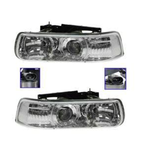 Headlights Lamps Performance Chrome Projector Pair for Silverado Tahoe Suburban