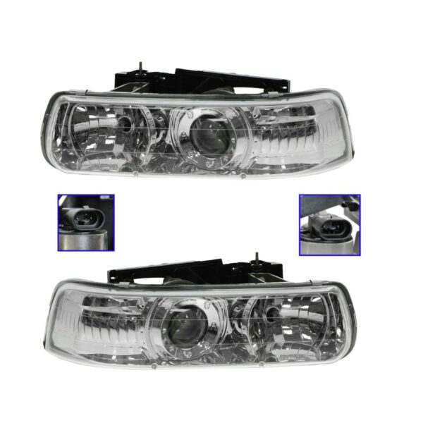 Headlights Lamps Performance Chrome Projector Pair for Silverado Tahoe Suburban
