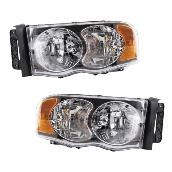Headlight Set Fits 2002-2005 Dodge Ram 1500 Ram 2500 Ram 3500