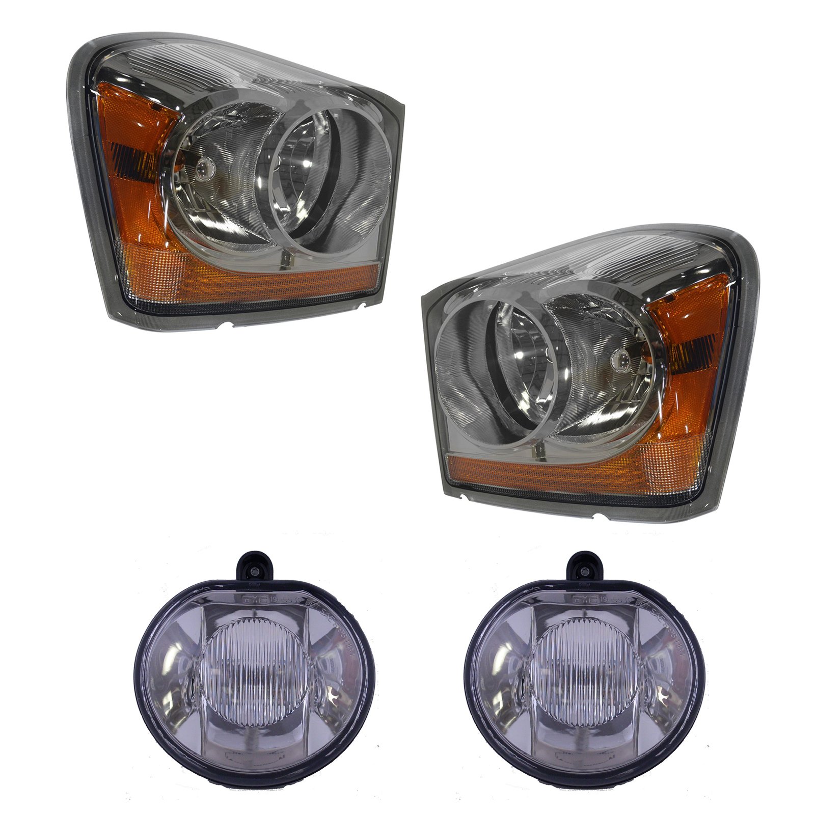 Headlight Fog Driving Light Lamp Kit LH RH Set of 4 for 04-05 Durango SUV