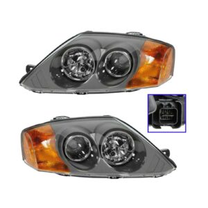 Headlight Headlamp Driver Left & Passenger Right Pair Set of 2 for Tiburon 03-04