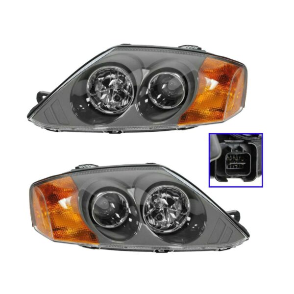 Headlight Headlamp Driver Left & Passenger Right Pair Set of 2 for Tiburon 03-04