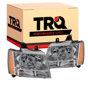 TRQ Performance Chrome Headlight Set for 07-13 Chevy Suburban Tahoe Avalanche