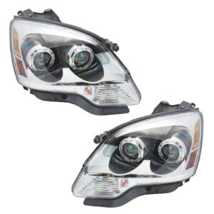 Clear Lens Halogen Headlight Lamp Right & Left Pair Set for 08-12 GMC Acadia