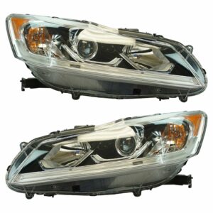 Halogen Headlight Lamp Assembly LH RH Pair Compatible With Honda Accord LX Sedan