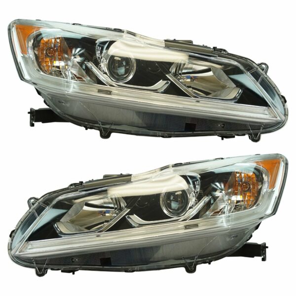 Halogen Headlight Lamp Assembly LH RH Pair Compatible With Honda Accord LX Sedan