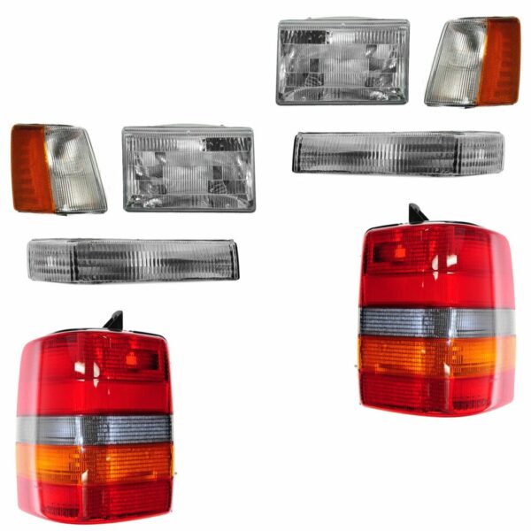 Headlights & Parking Corner Lights & Taillights Set Kit for 97-98 Grand Cherokee