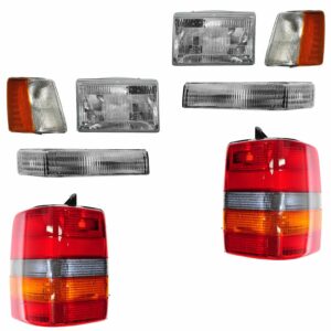 Headlights & Parking Corner Lights & Taillights Set Kit for 97-98 Grand Cherokee