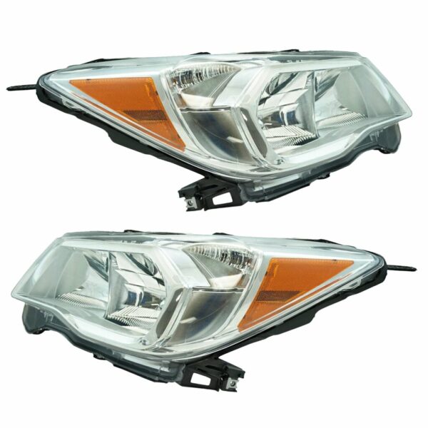 Halogen Headlight Headlamp w/ Chrome Bezel LH RH Pair for Subaru Forester 2.5L