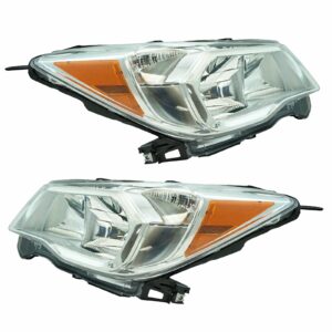 Halogen Headlight Headlamp w/ Chrome Bezel LH RH Pair for Subaru Forester 2.5L