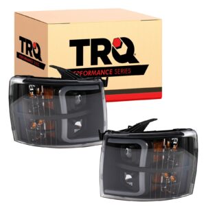 TRQ Headlight Set Compatible with 2007-2013 Chevrolet Silverado 1500 2500 HD 3500 HD
