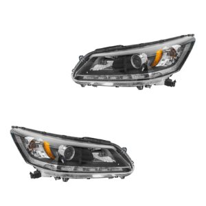 Headlights Headlamp Halogen Left & Right Pair Set for 13-14 Honda Accord EX-L V6