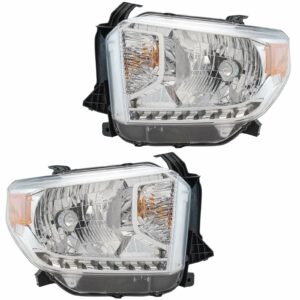 Halogen Headlight Headlamp LH RH Kit Pair Set Compatible with Toyota Tundra Pickup Truck